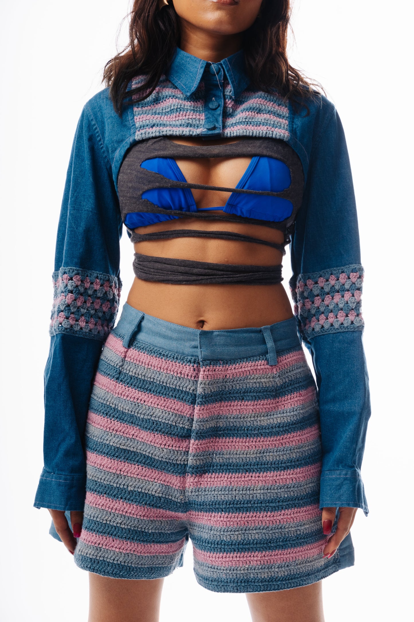 BLUE CROCHET FUSION SET