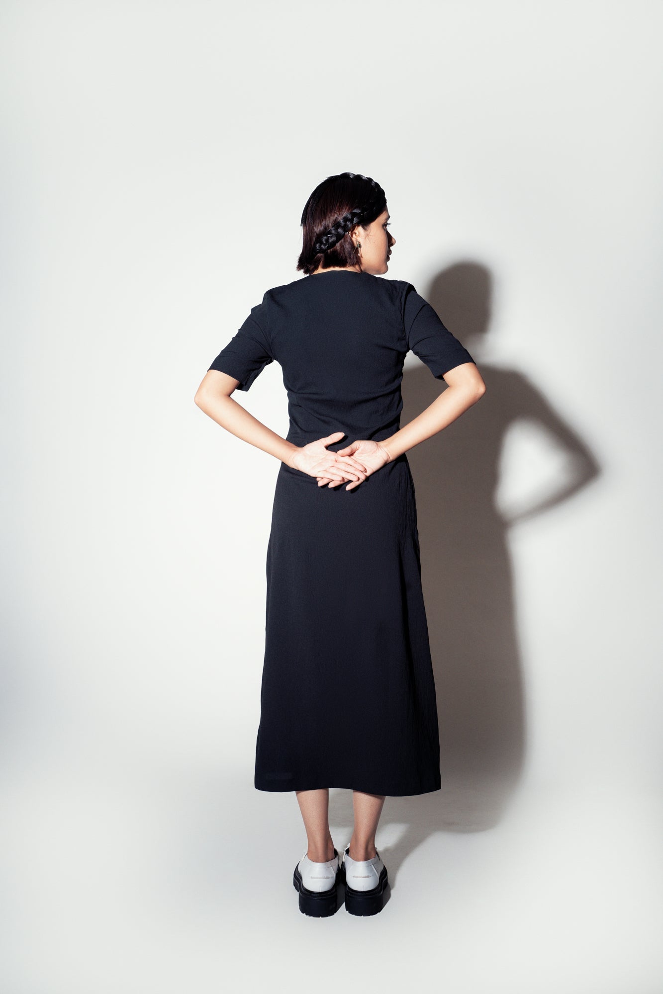 charcoal button up dress Online