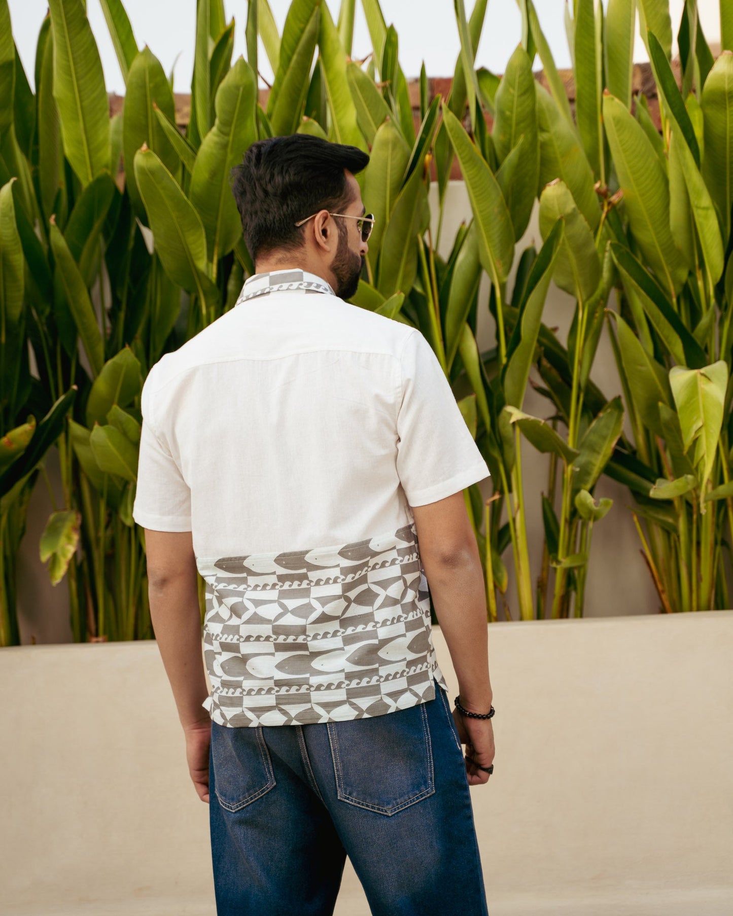 Funky Fish Teal Blue Linen shirt