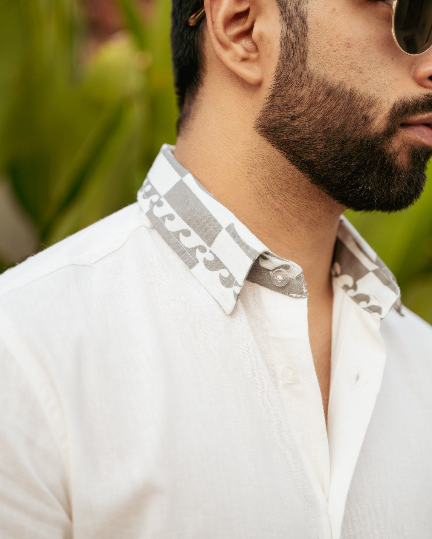 Funky Fish Teal Blue Linen shirt