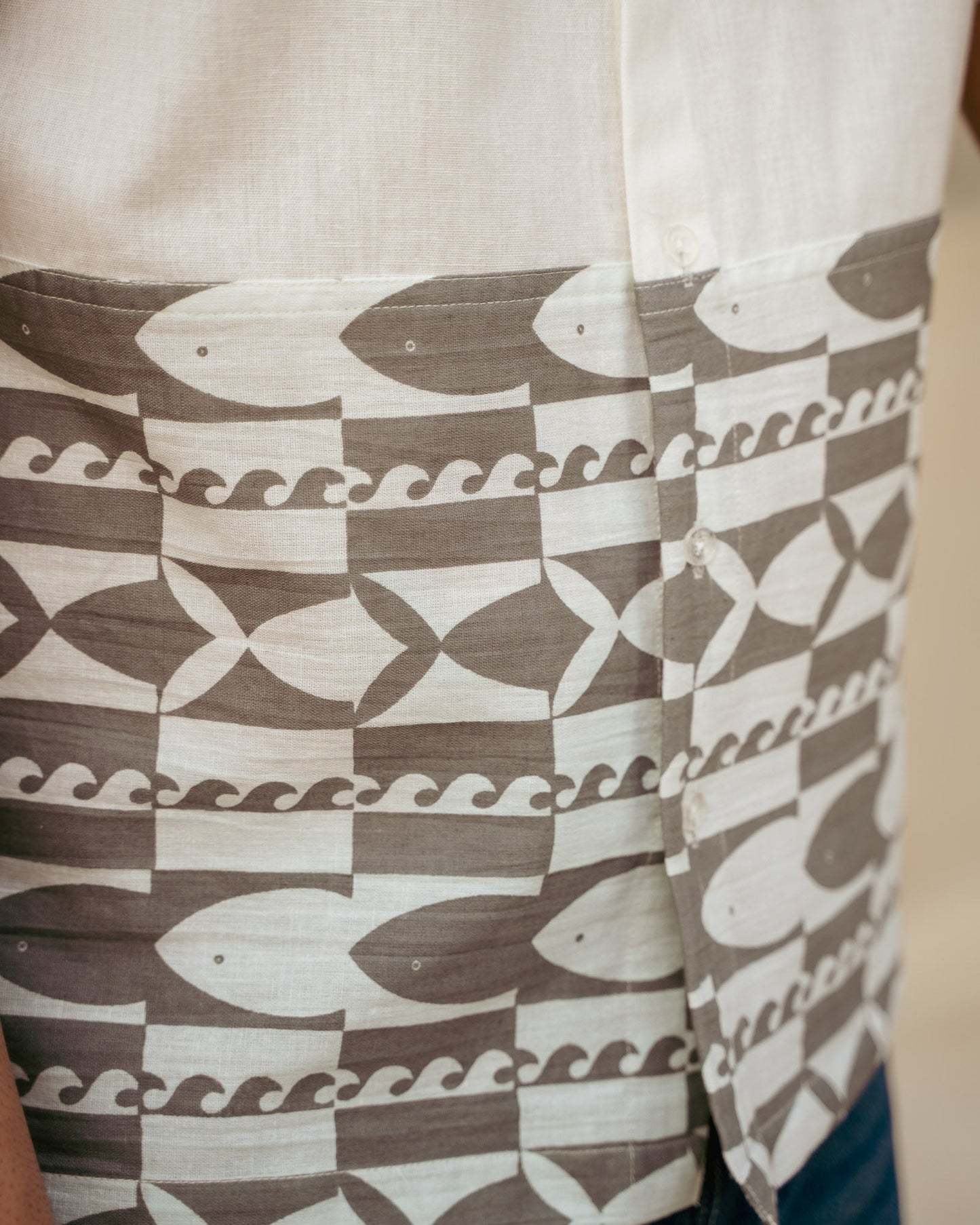 Funky Fish Teal Blue Linen shirt