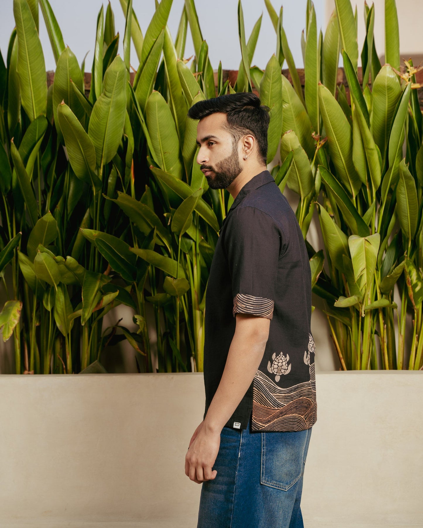 Block Turtle Ebony Side Patch Linen Shirt