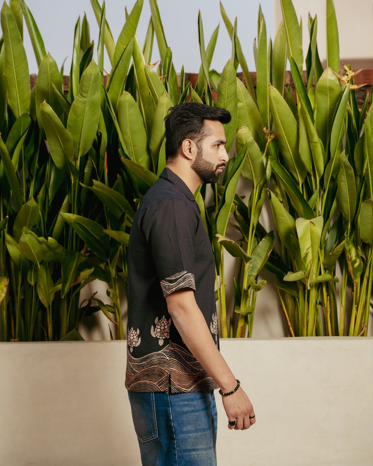 Block Turtle Ebony Side Patch Linen Shirt