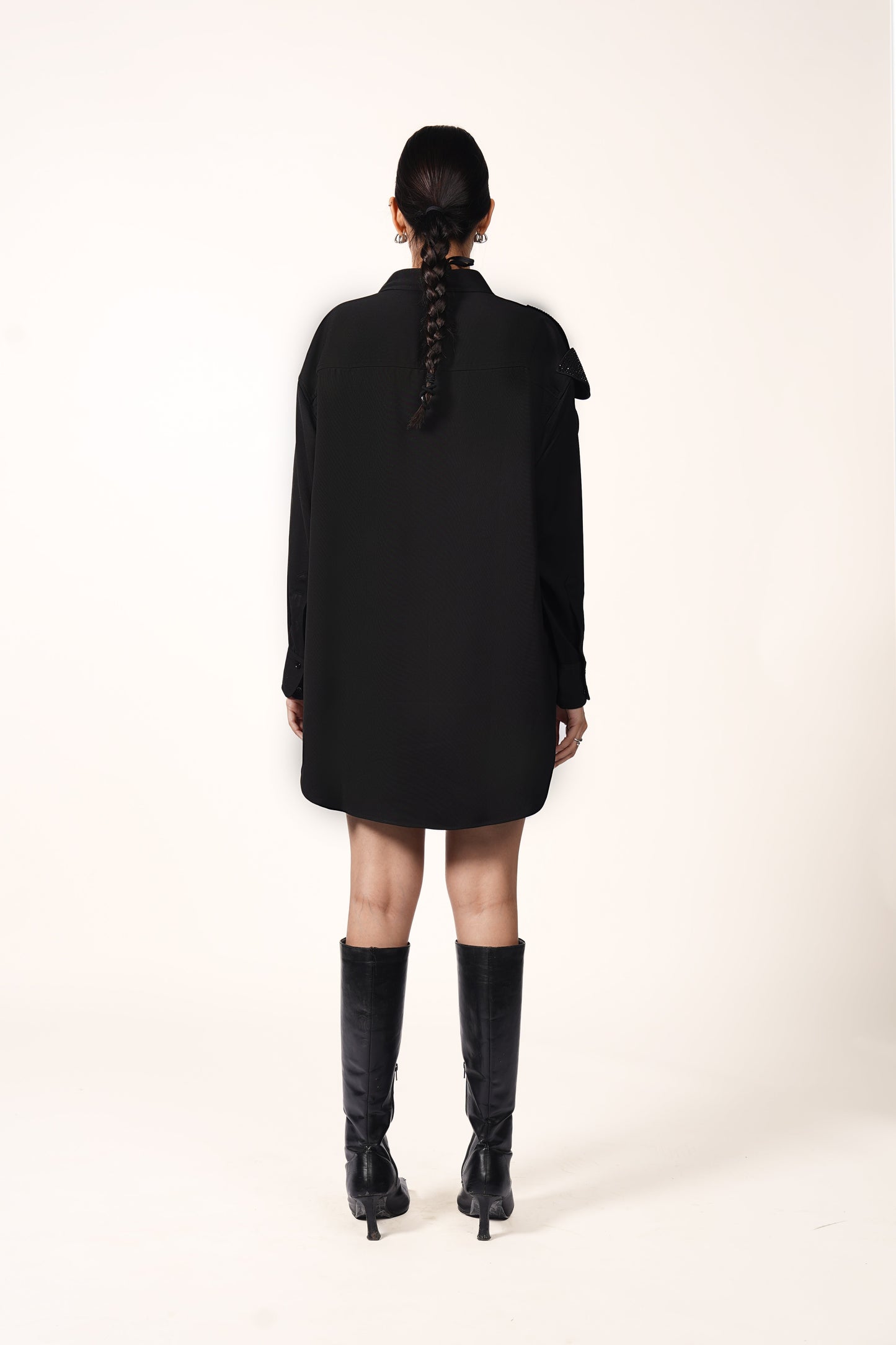 FLOWER SHIRT IN BLACK IN BLING