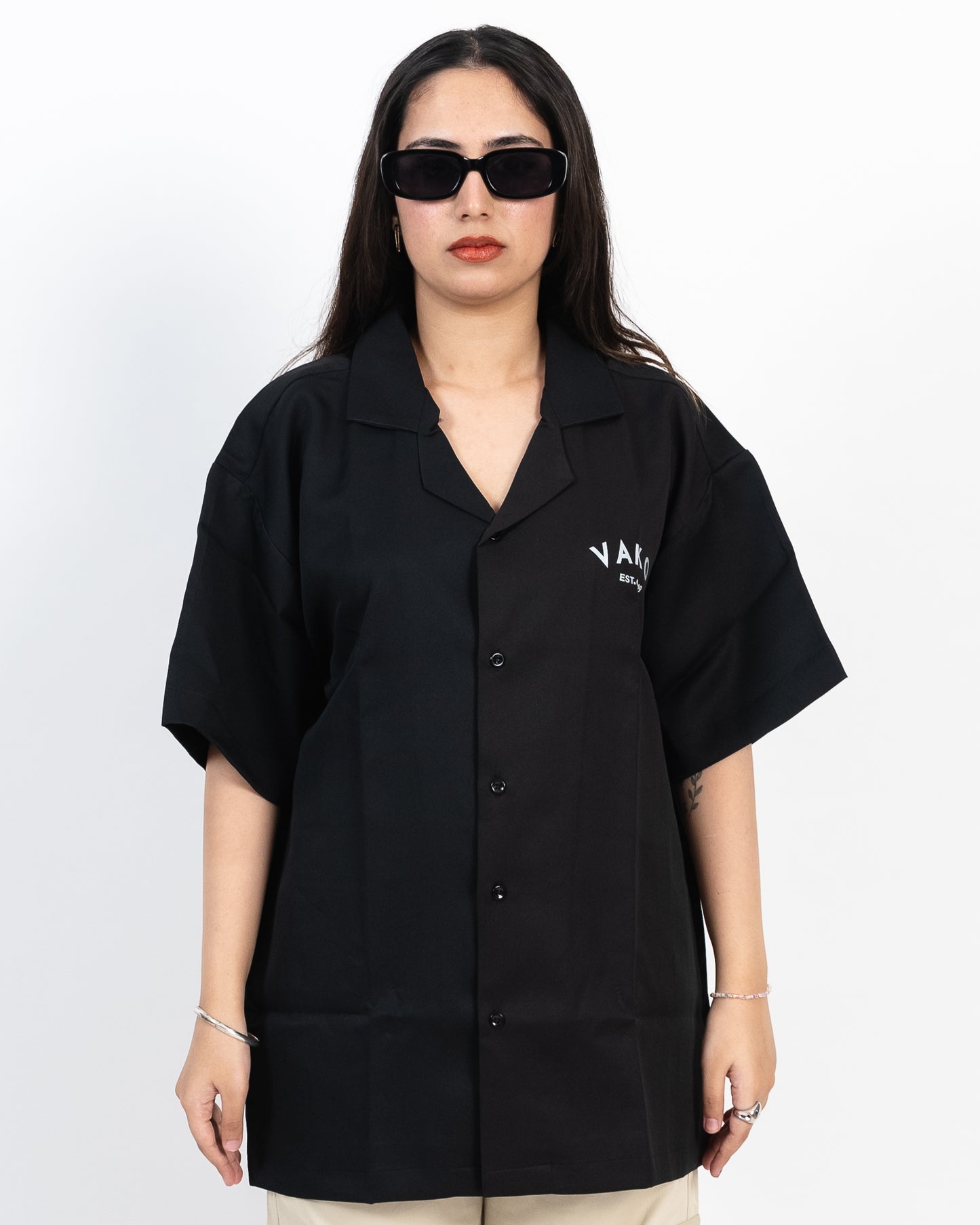 Black No Love Bowling Shirt