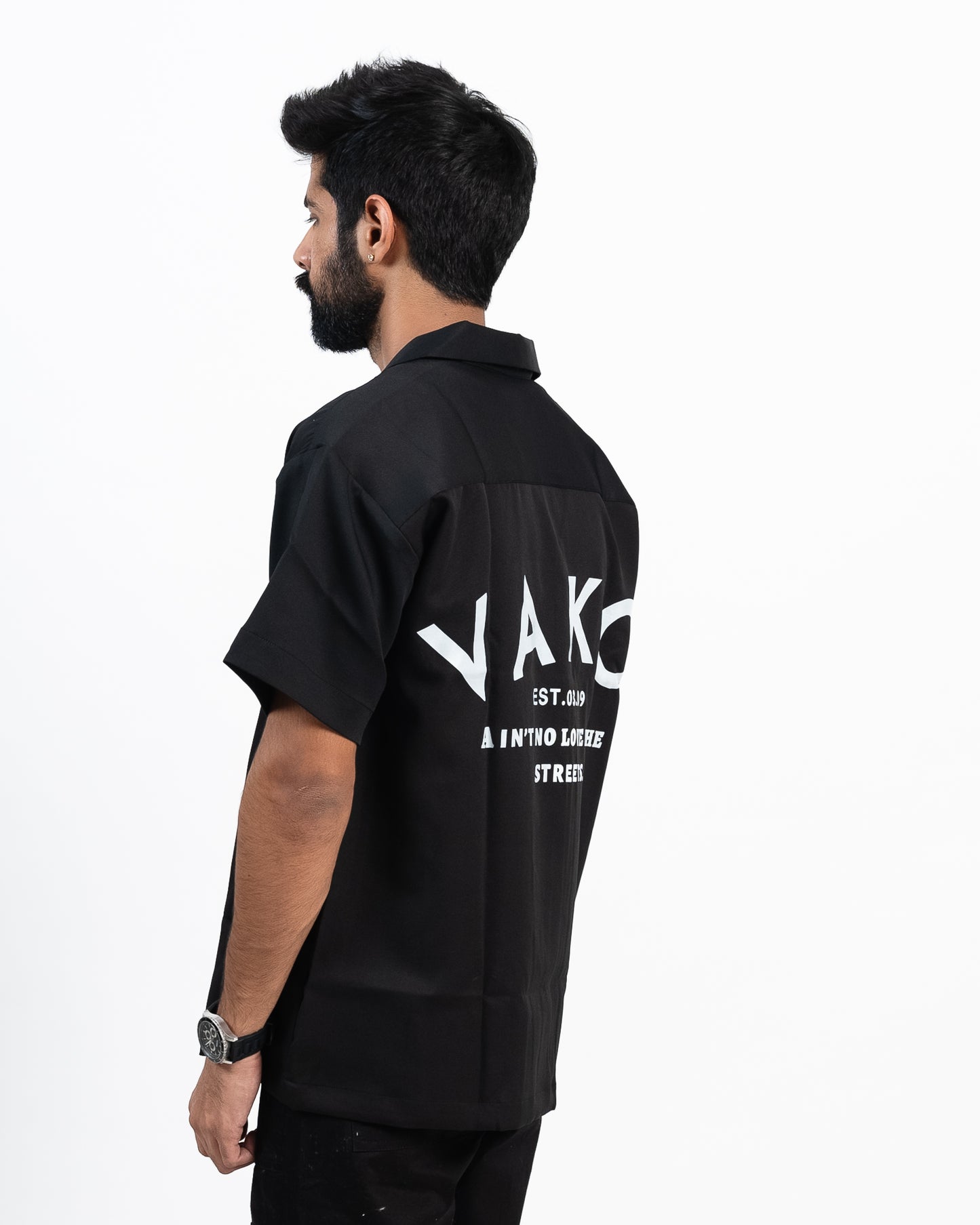 Black No Love Bowling Shirt