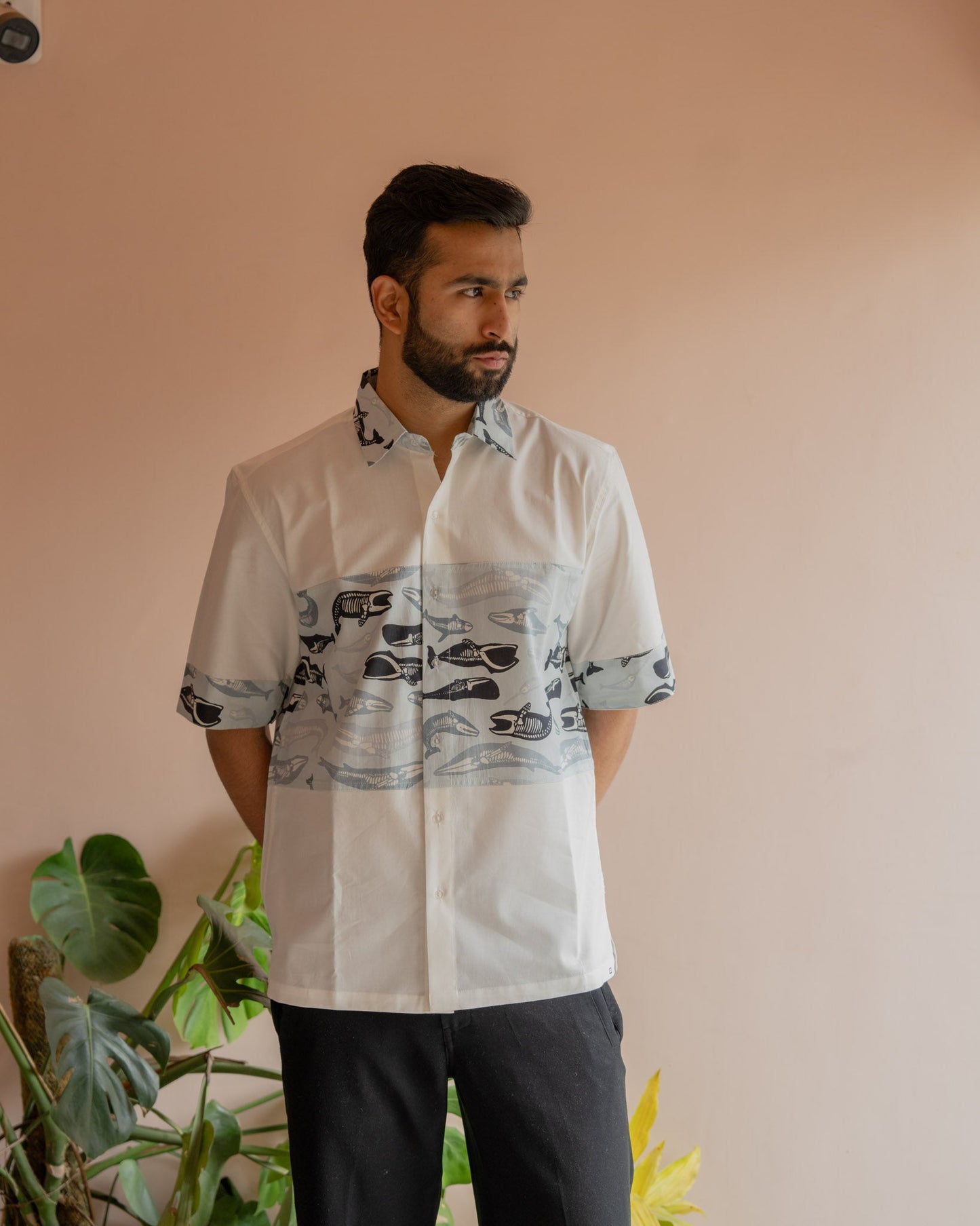 Skeleton Fish Sky Middle Patch Shirt