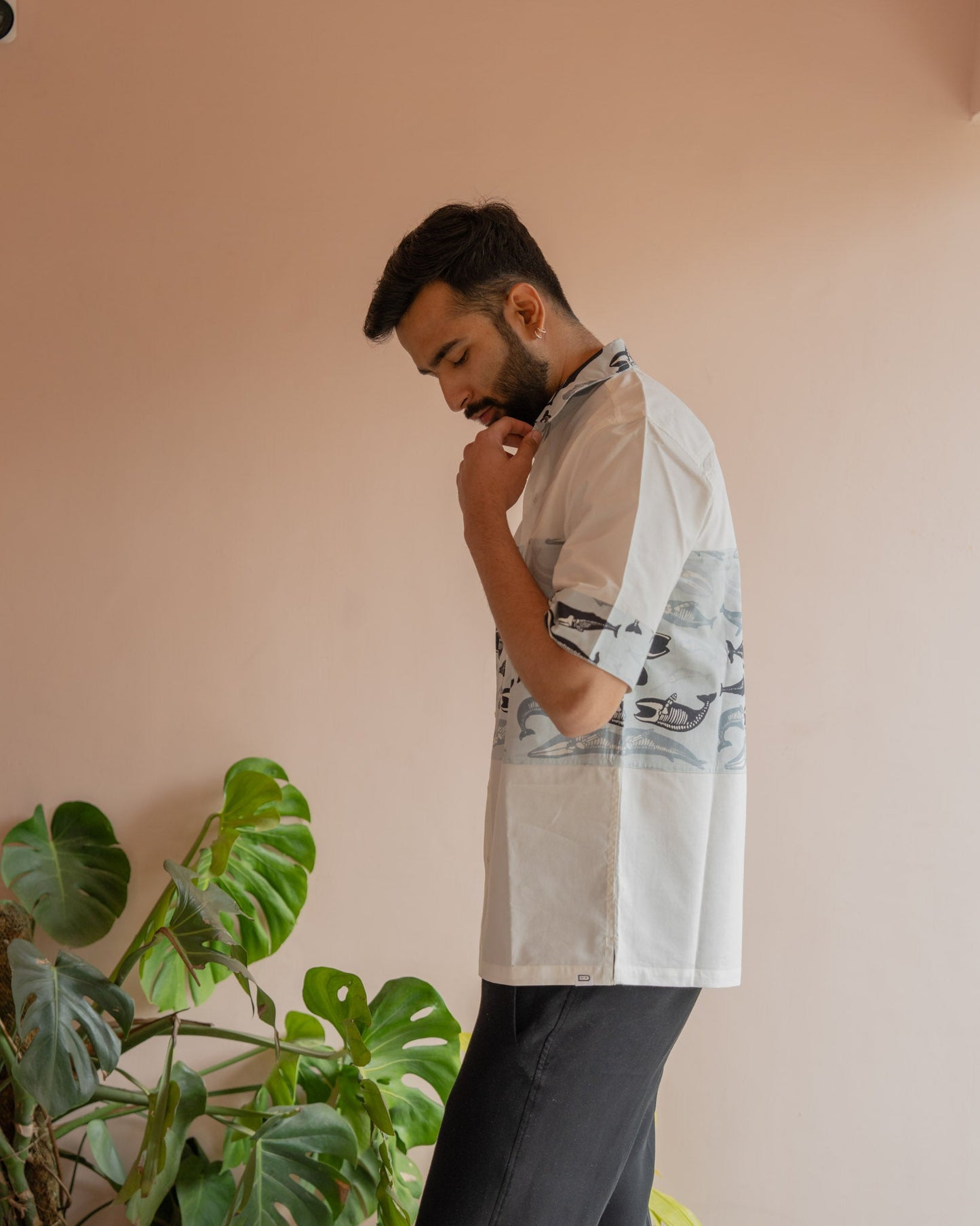 Skeleton Fish Sky Middle Patch Shirt
