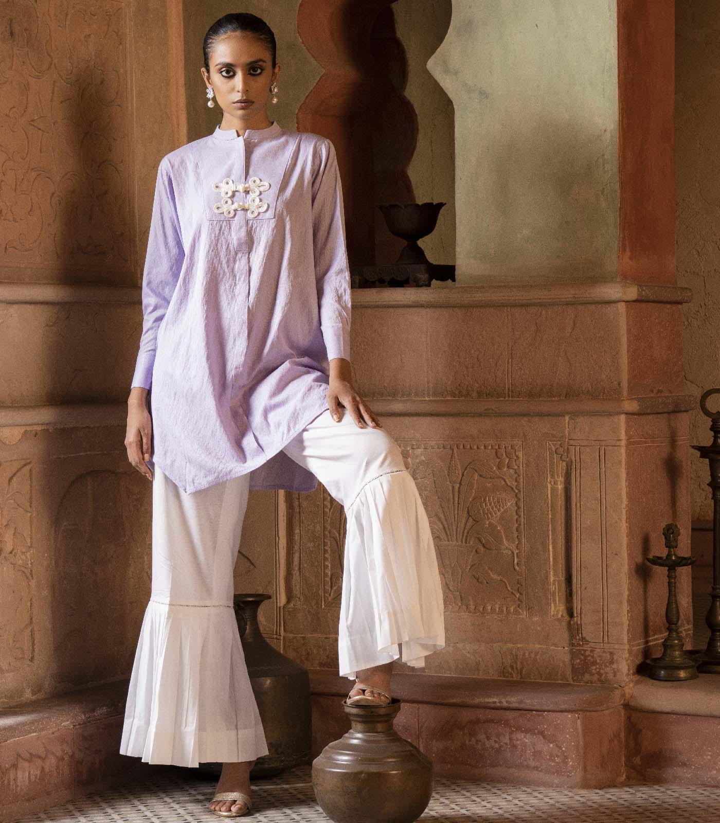 Lilac lawn kurta