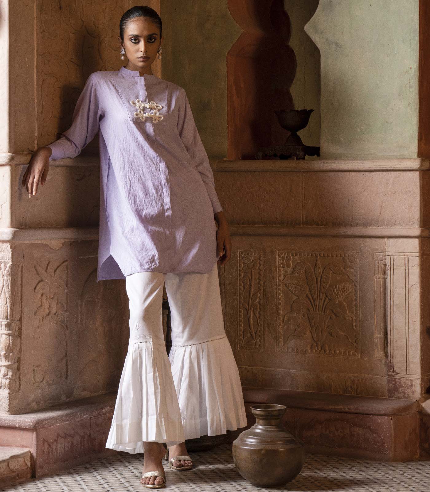 Lilac lawn kurta