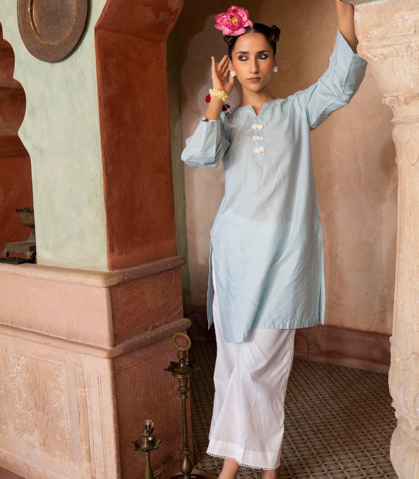 Powder blue lawn kurta