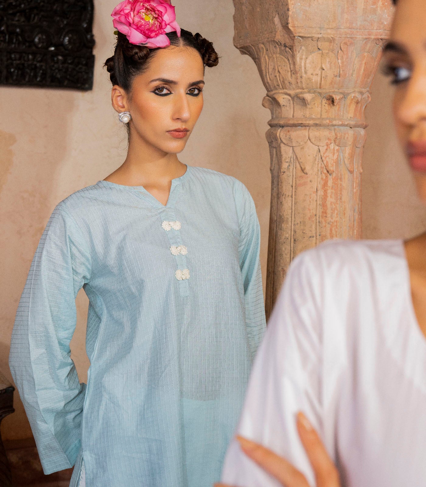 Powder blue lawn kurta