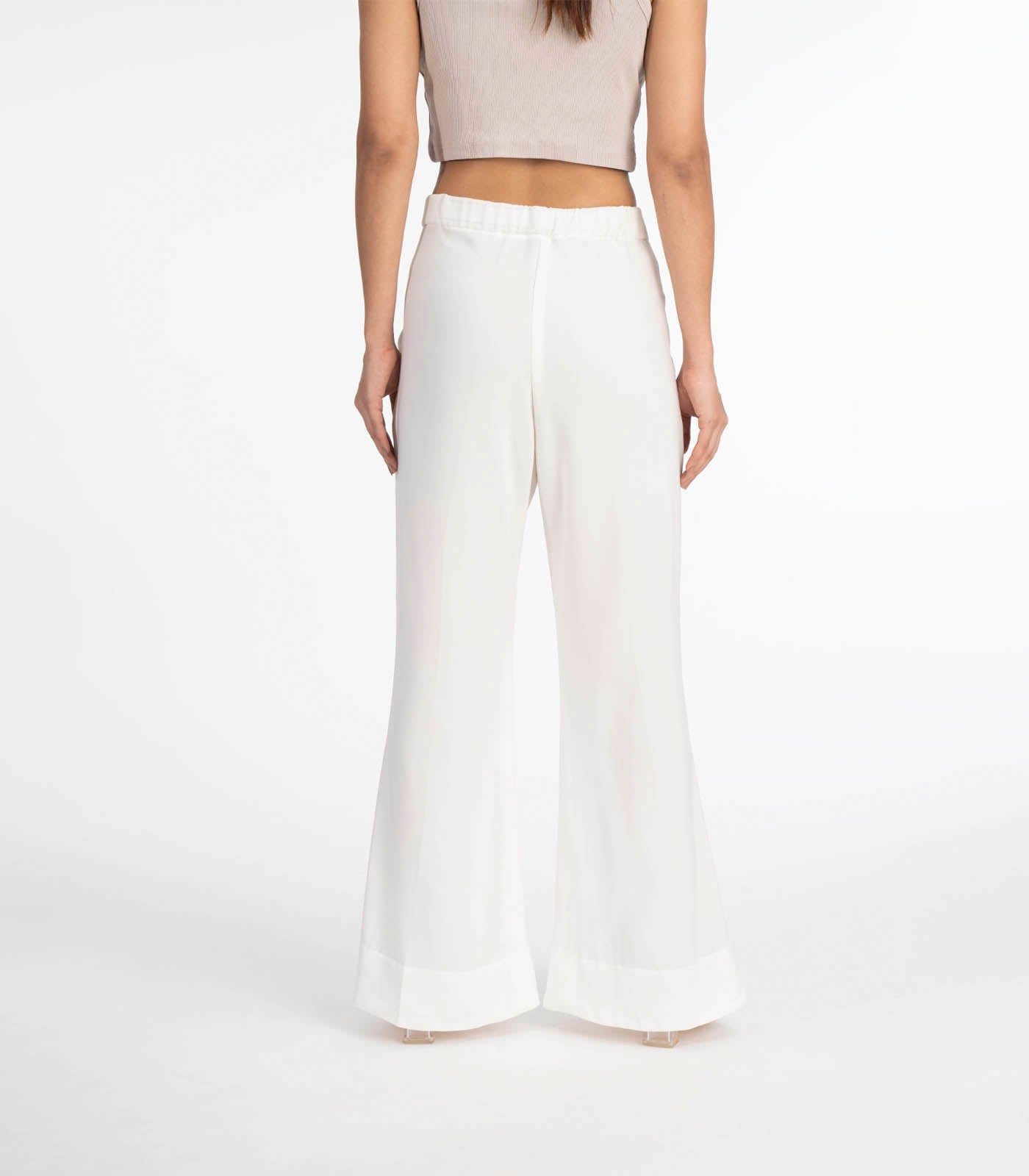 White Zip & elasticated waist pant