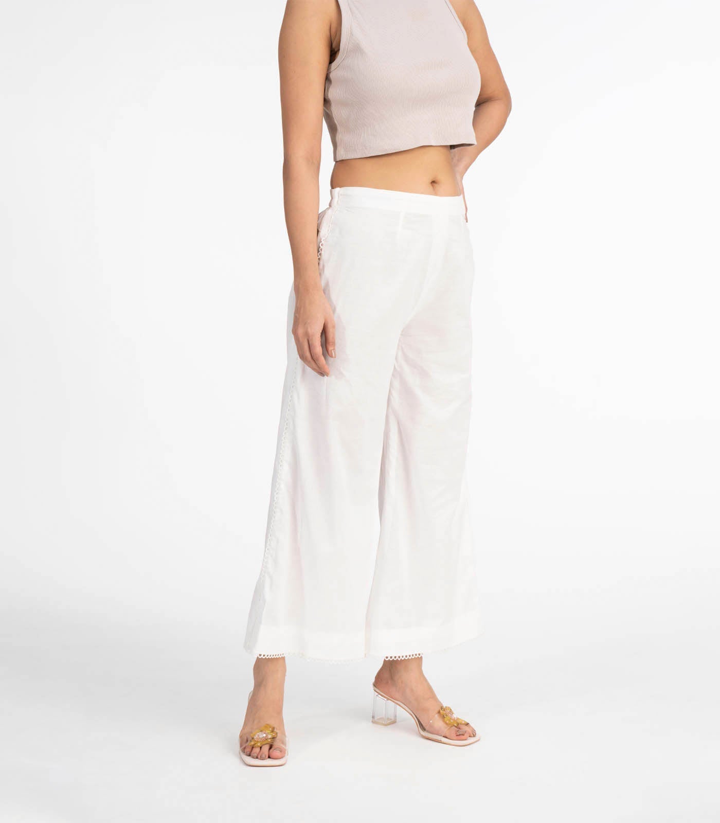 White elasticated waist pant