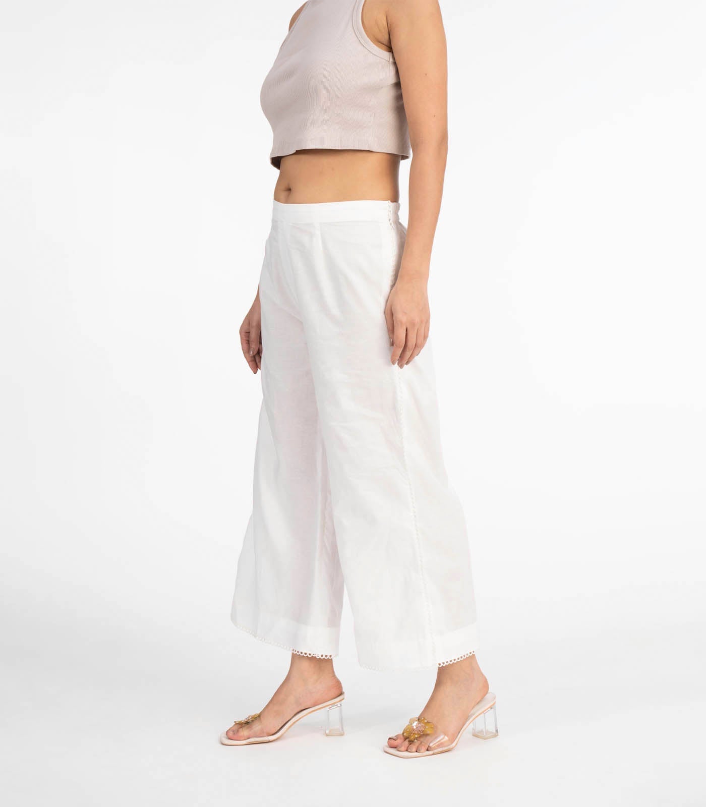 White elasticated waist pant