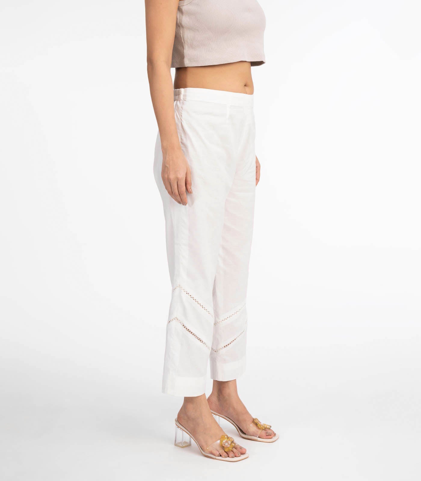 White elasticated waist pant