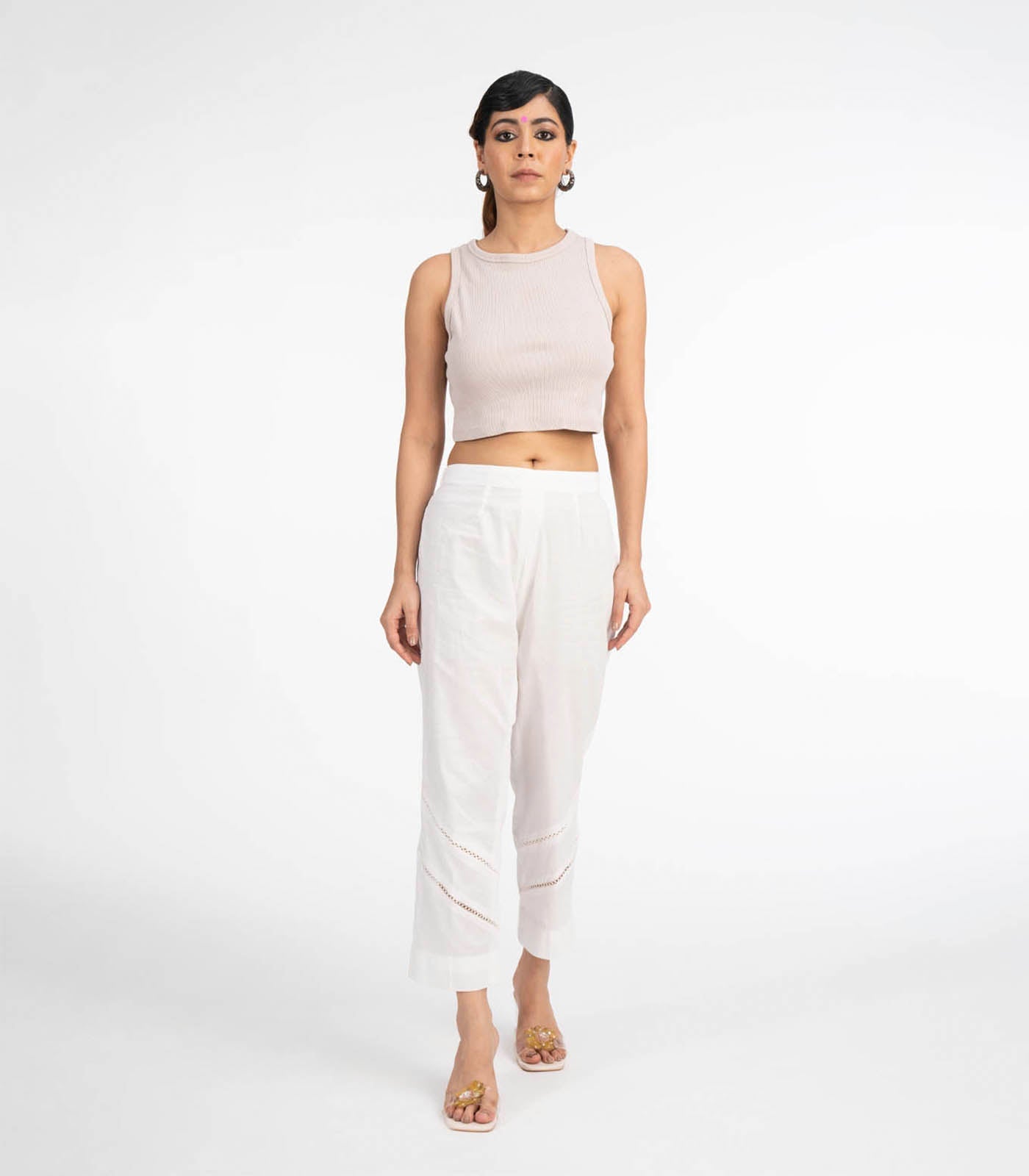 White elasticated waist pant