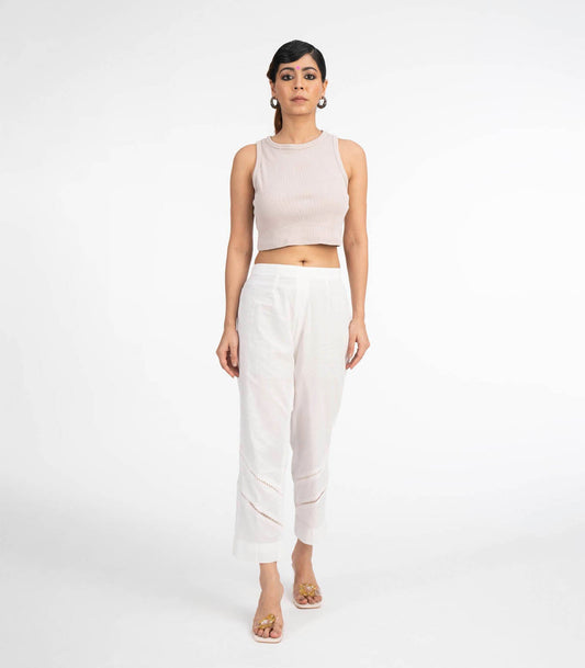 White elasticated waist pant