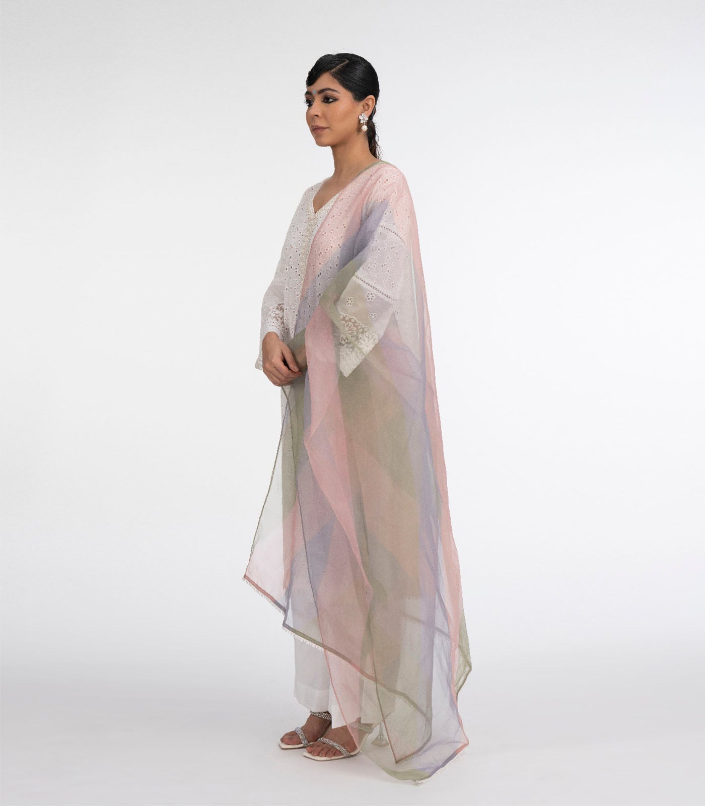White chikankari suit