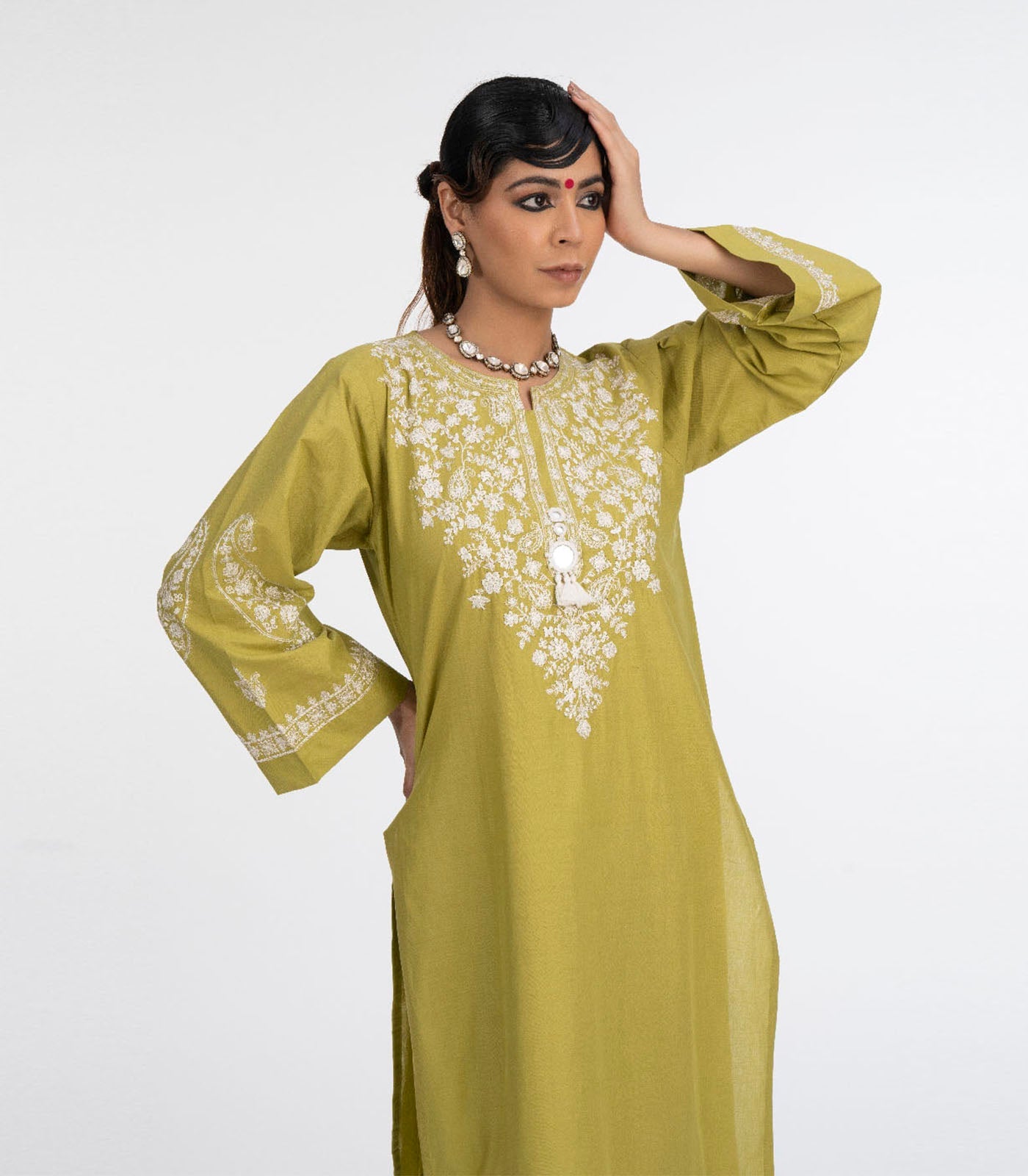 Light Green Lawn Embroiderd co-ord set