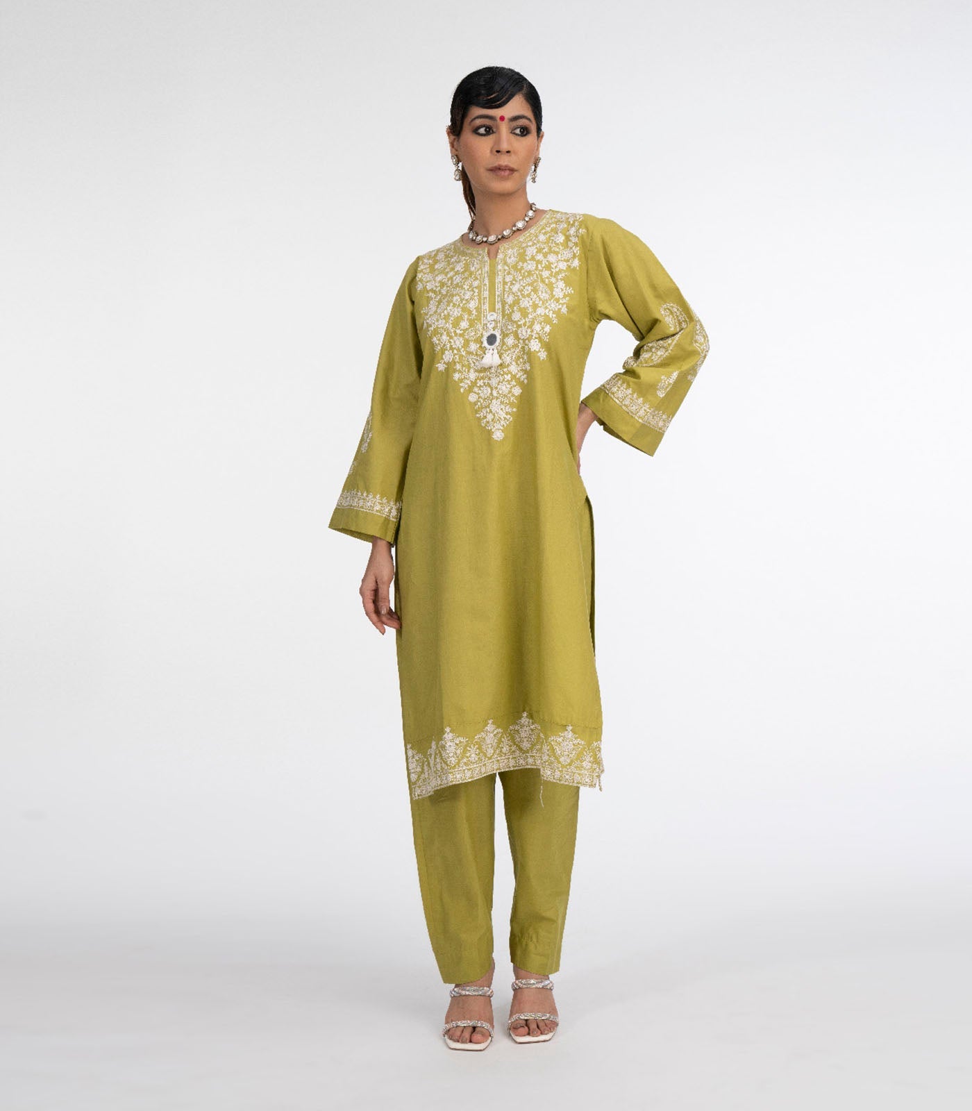 Light Green Lawn Embroiderd co-ord set