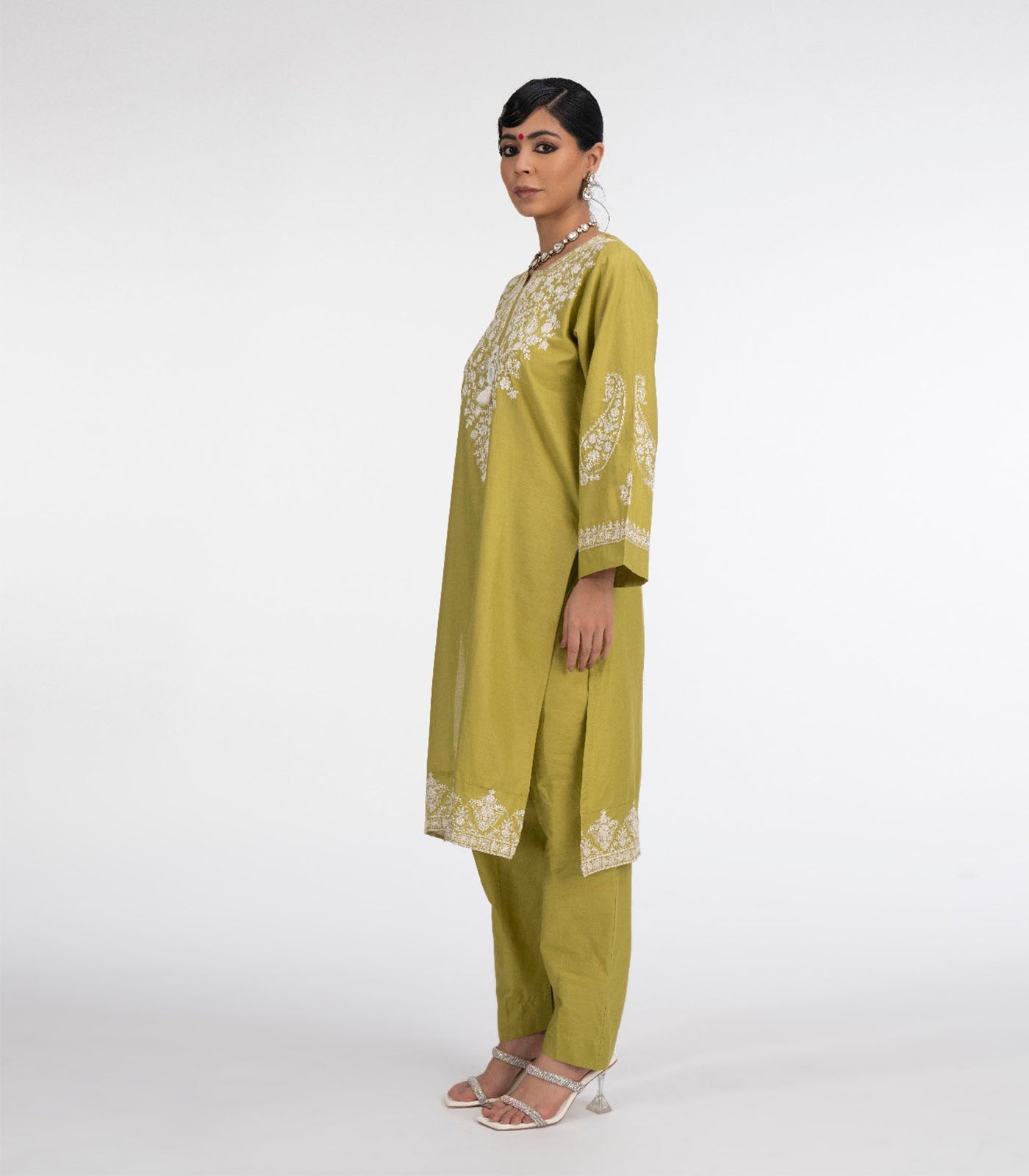 Light Green Lawn Embroiderd co-ord set