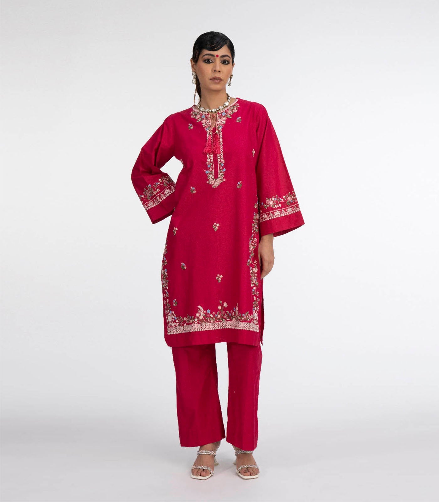 Hot Pink Lawn Embroiderd co-ord set