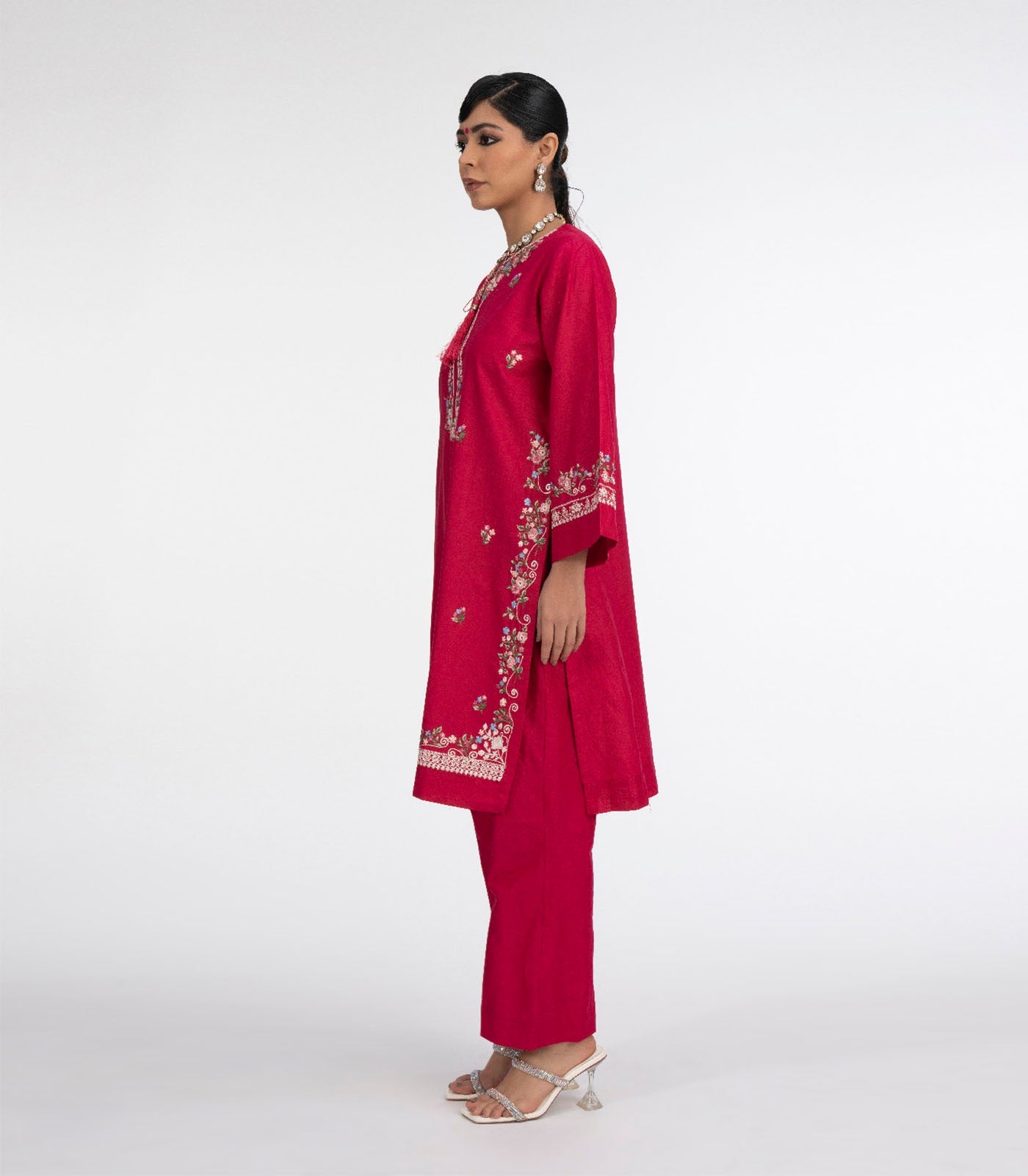 Hot Pink Lawn Embroiderd co-ord set