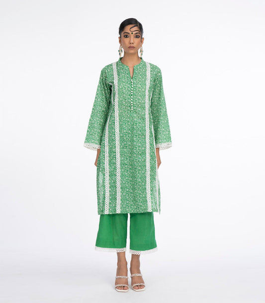 Green Lawn laces kurta set