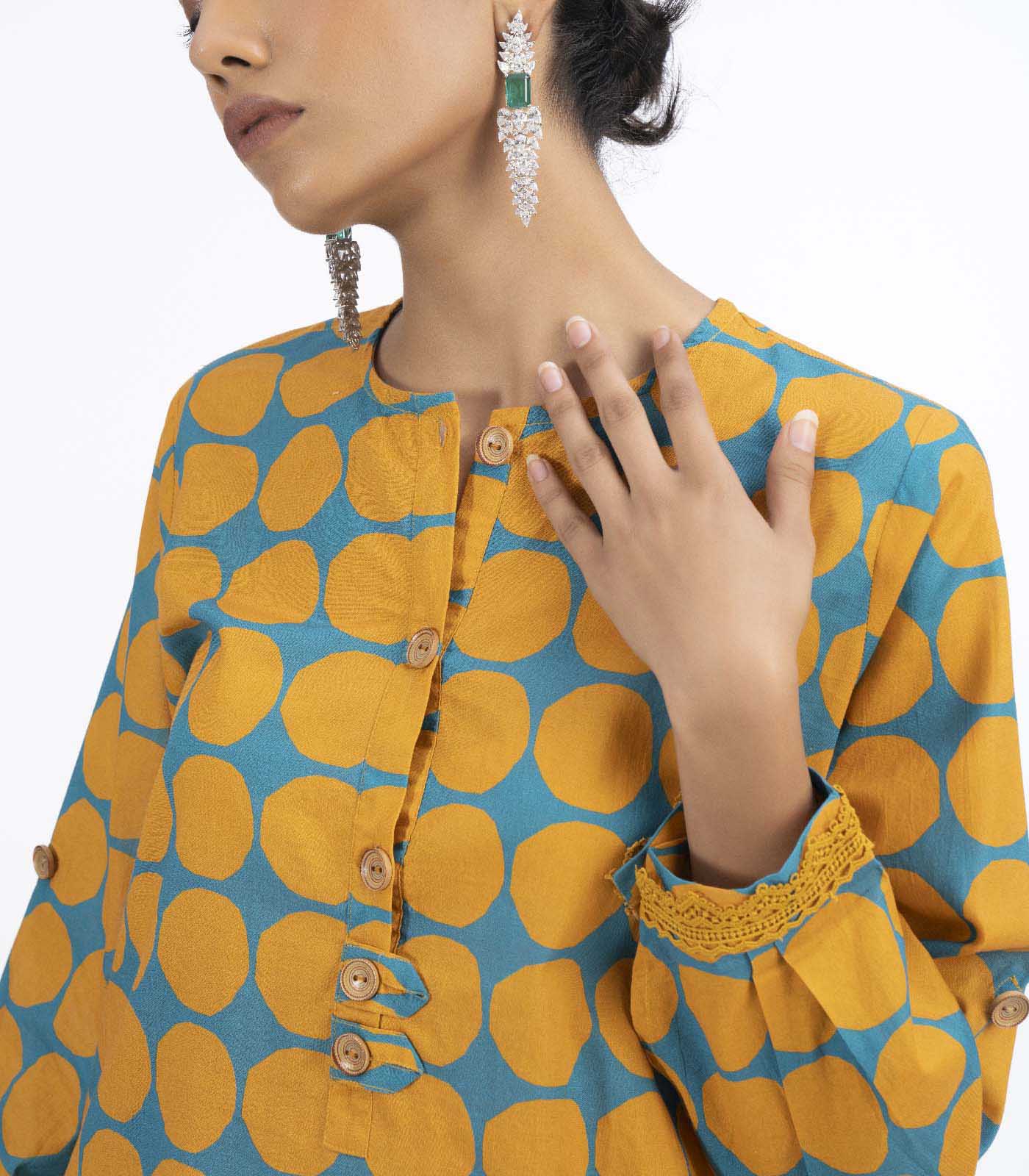 Yellow lawn kurta