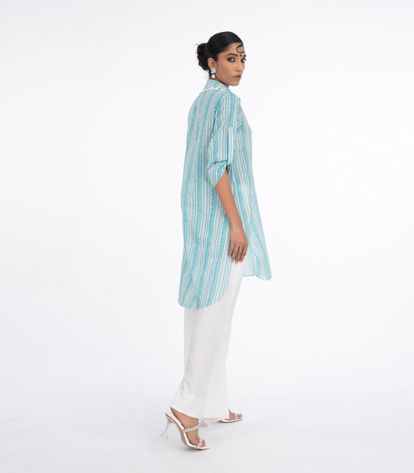 Teal Blue stripes kurta