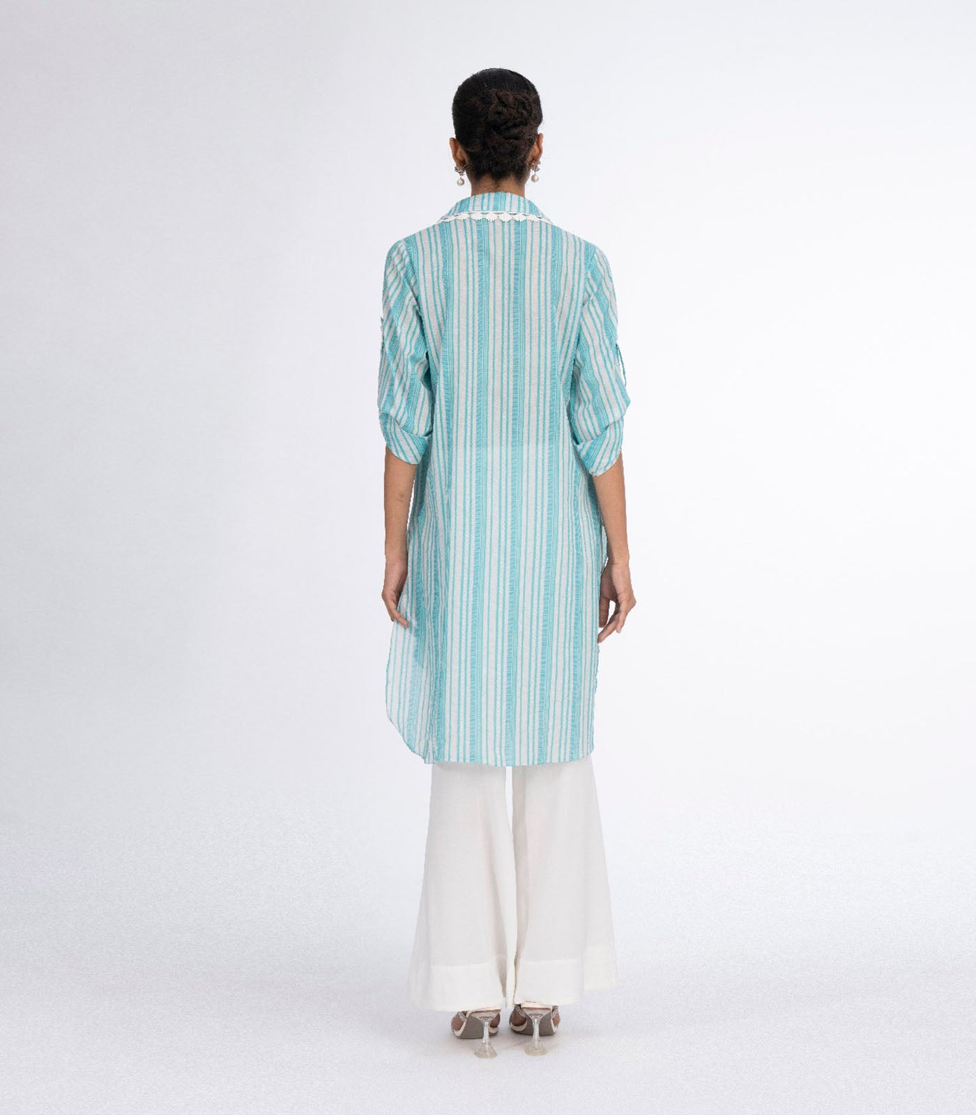 Teal Blue stripes kurta