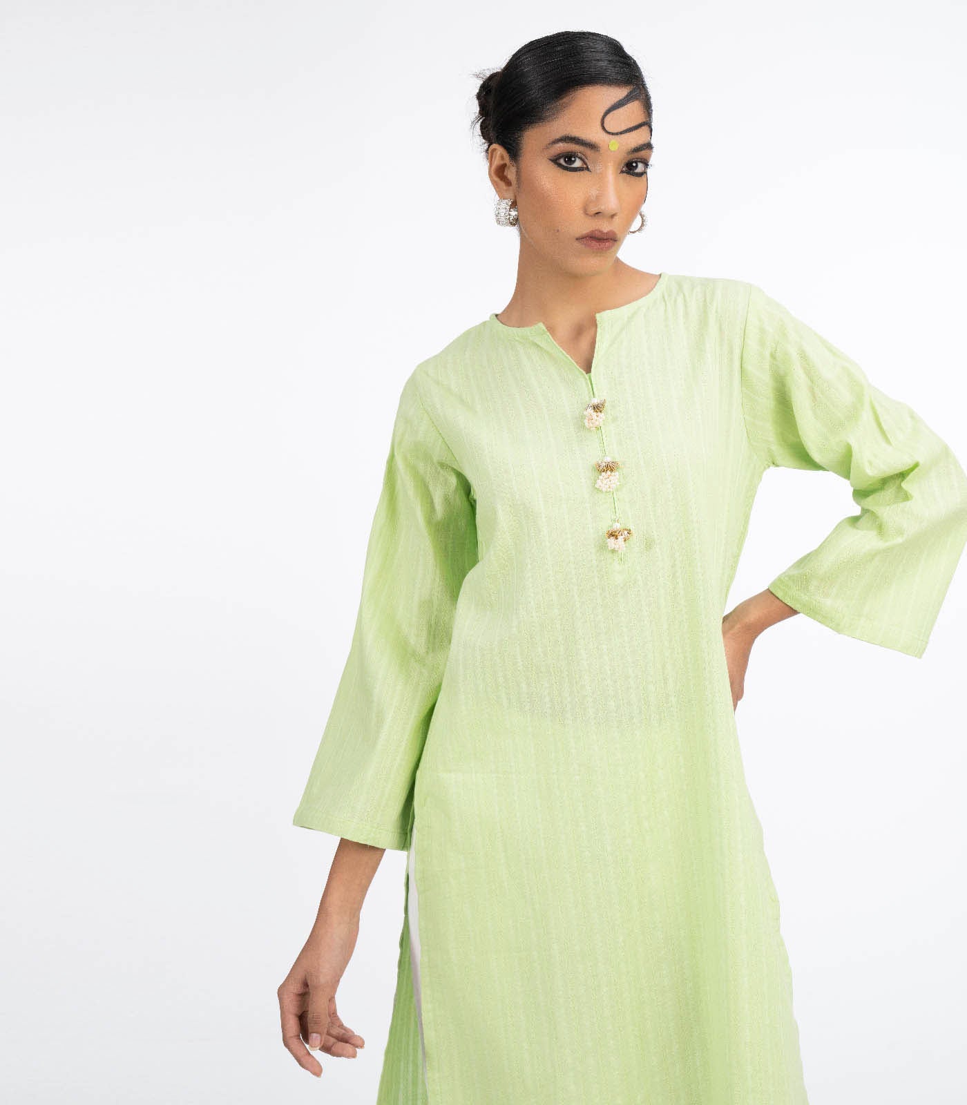 Parrot green lawn kurta