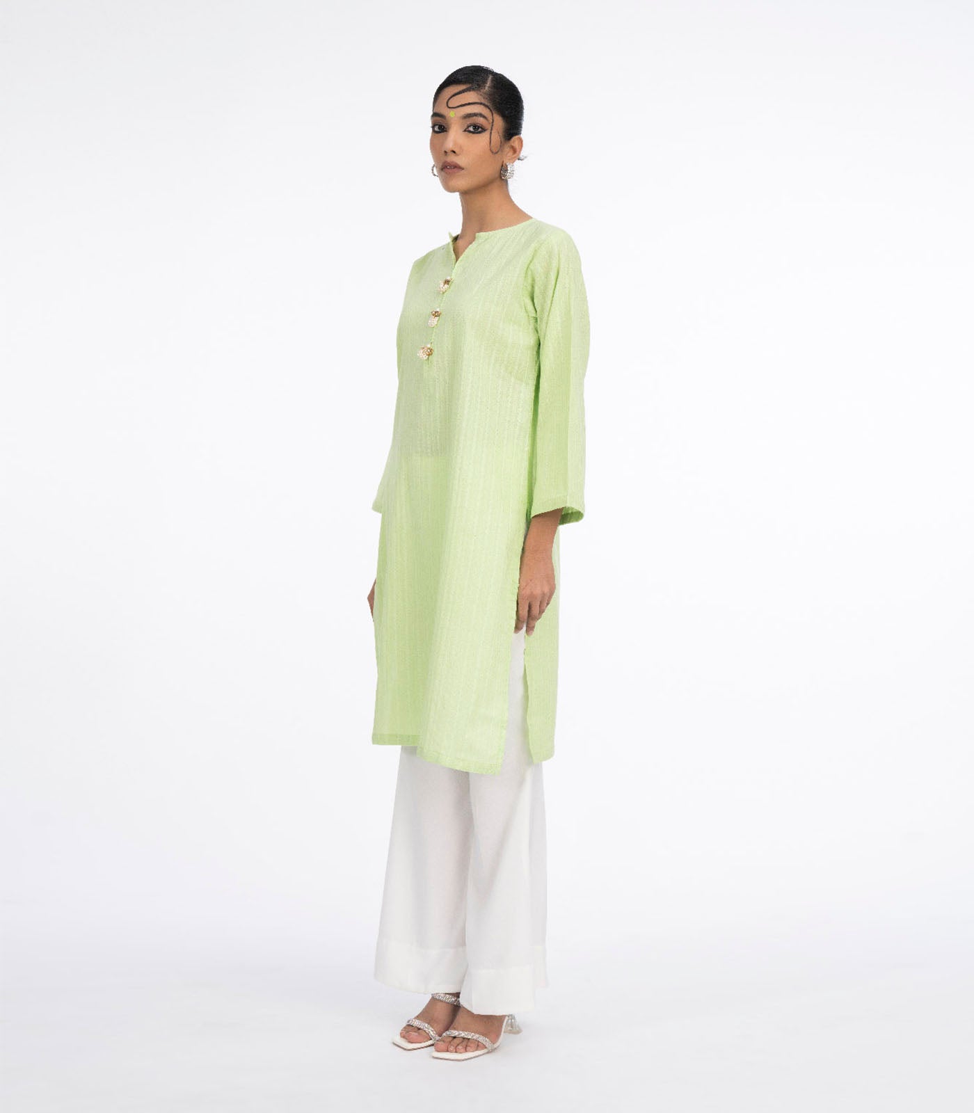 Parrot green lawn kurta