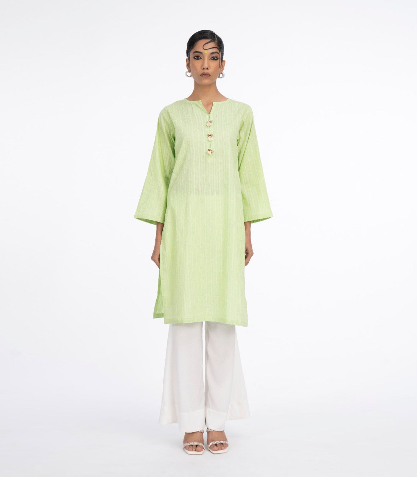 Parrot green lawn kurta