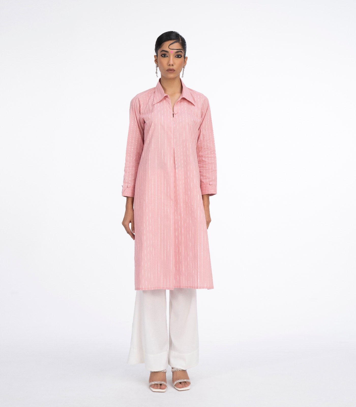 Baby pink long lawn kurta