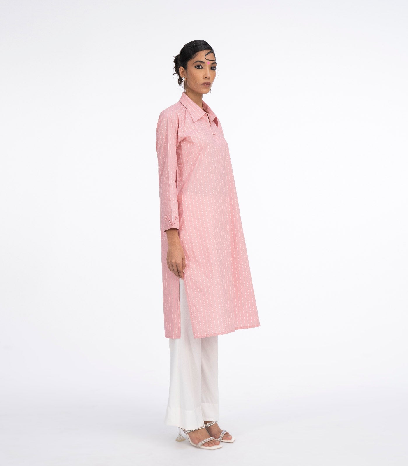 Baby pink long lawn kurta