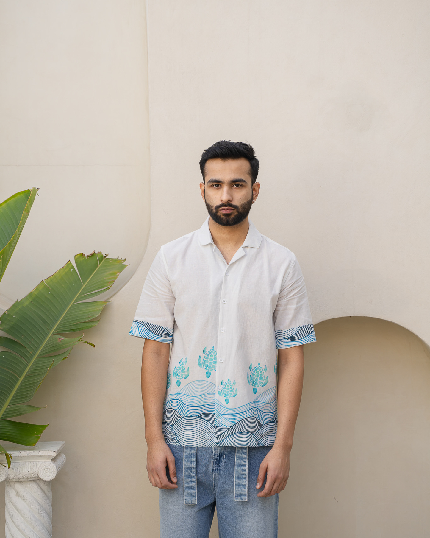 Block Turtle Sky Linen Shirt