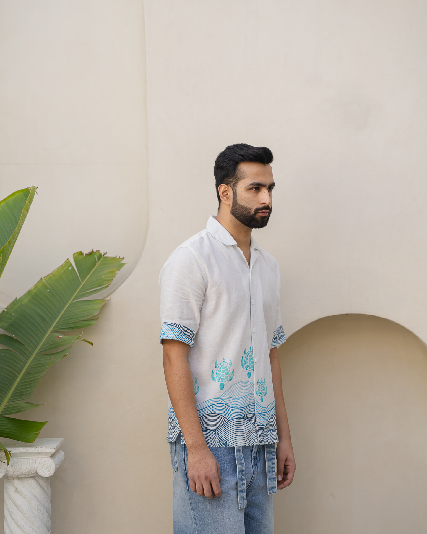 Block Turtle Sky Linen Shirt