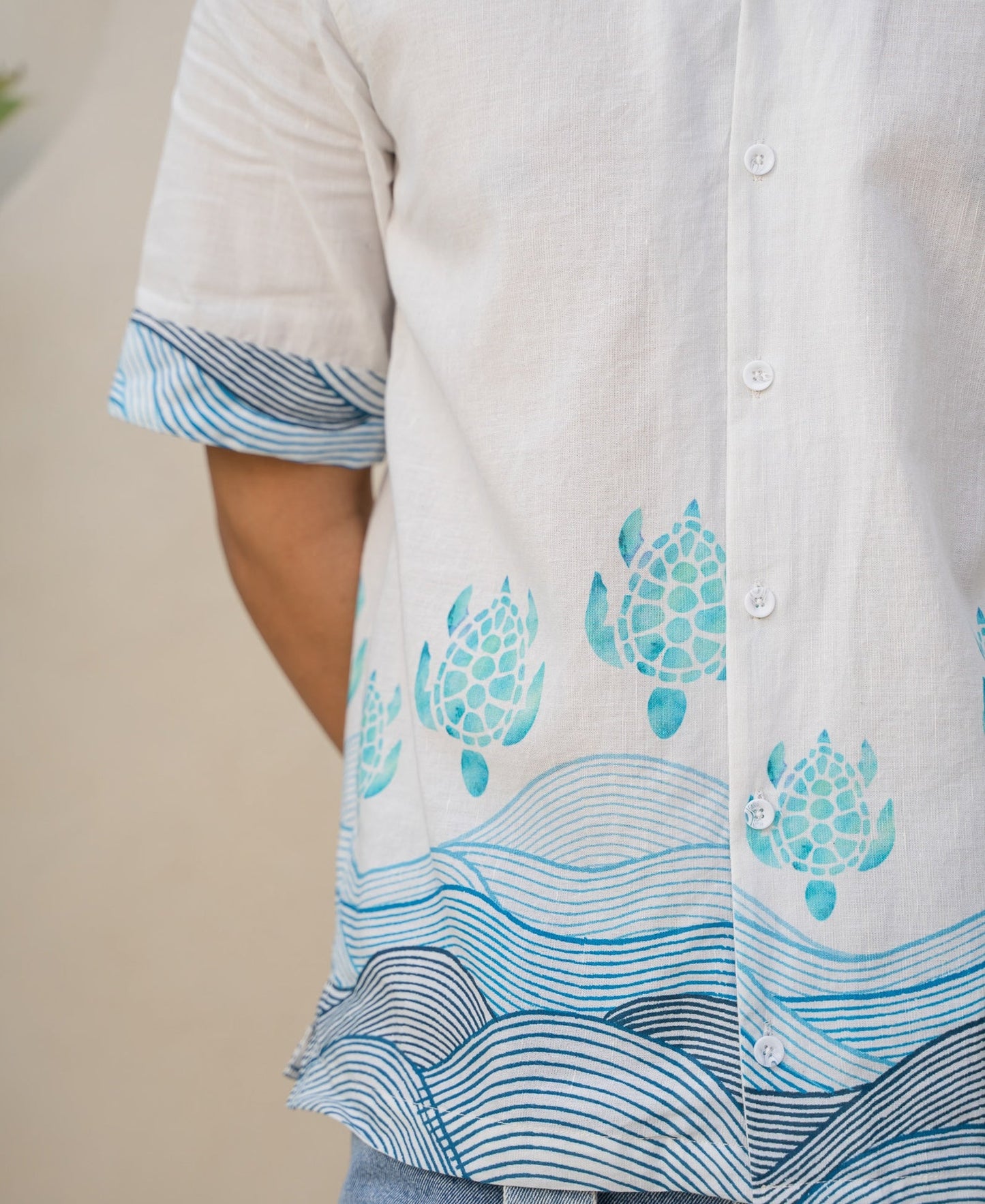 Block Turtle Sky Linen Shirt