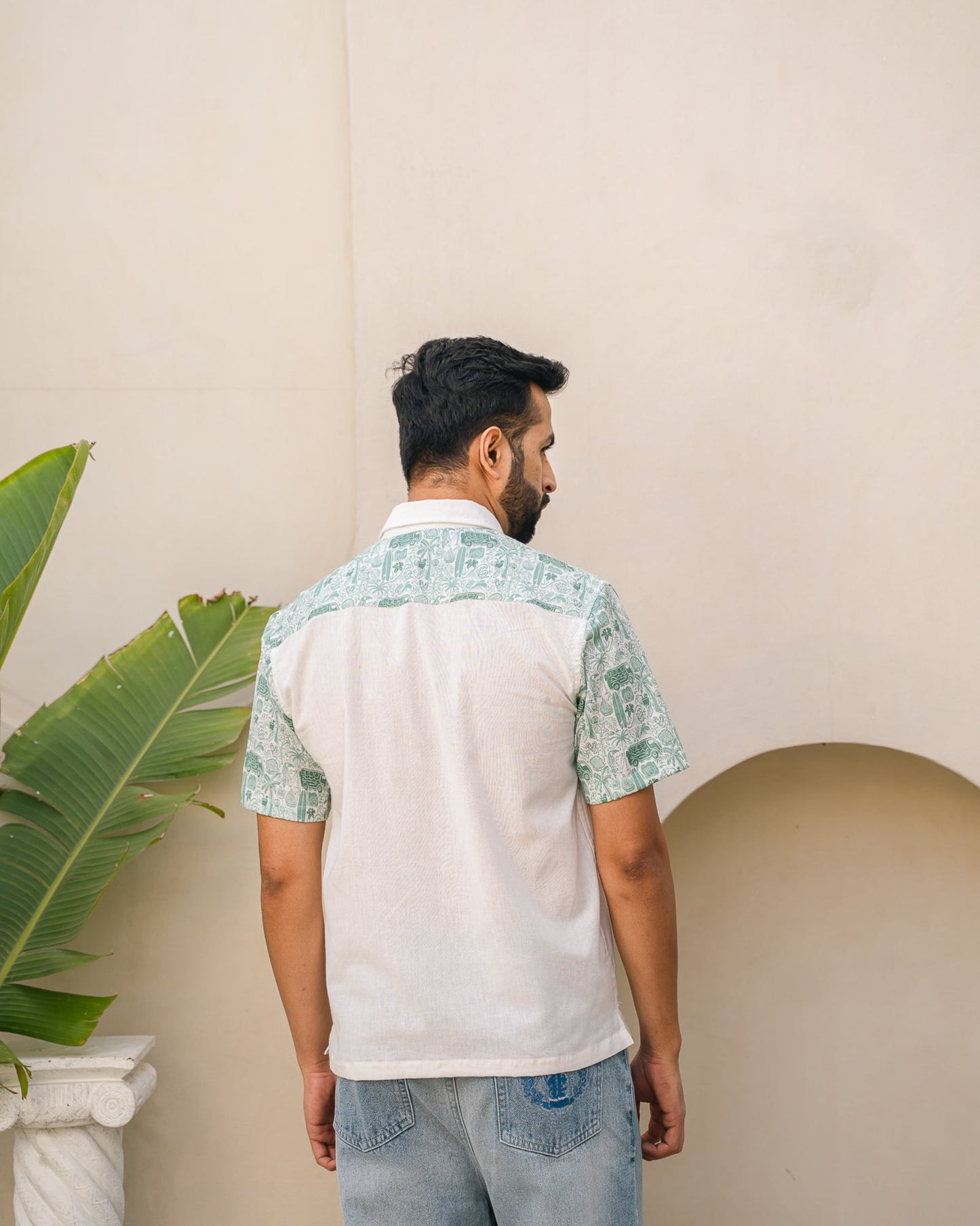 Beach Doodle Mint Pocket Linen Shirt