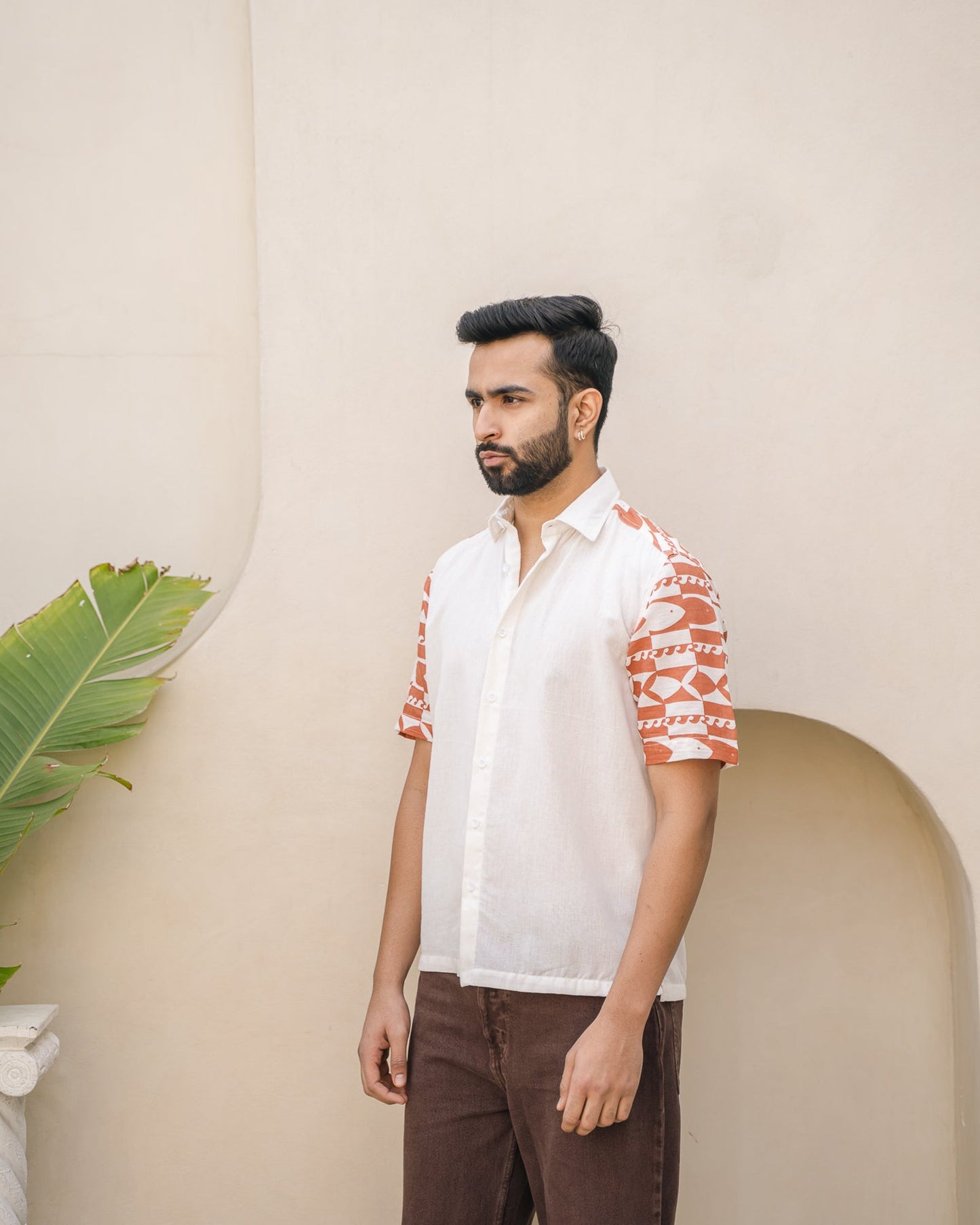 Funky Fish Terracotta Linen Shirt