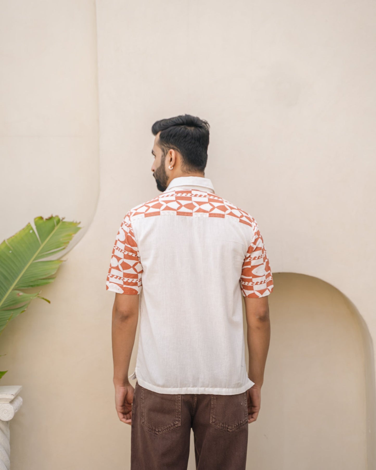Funky Fish Terracotta Linen Shirt