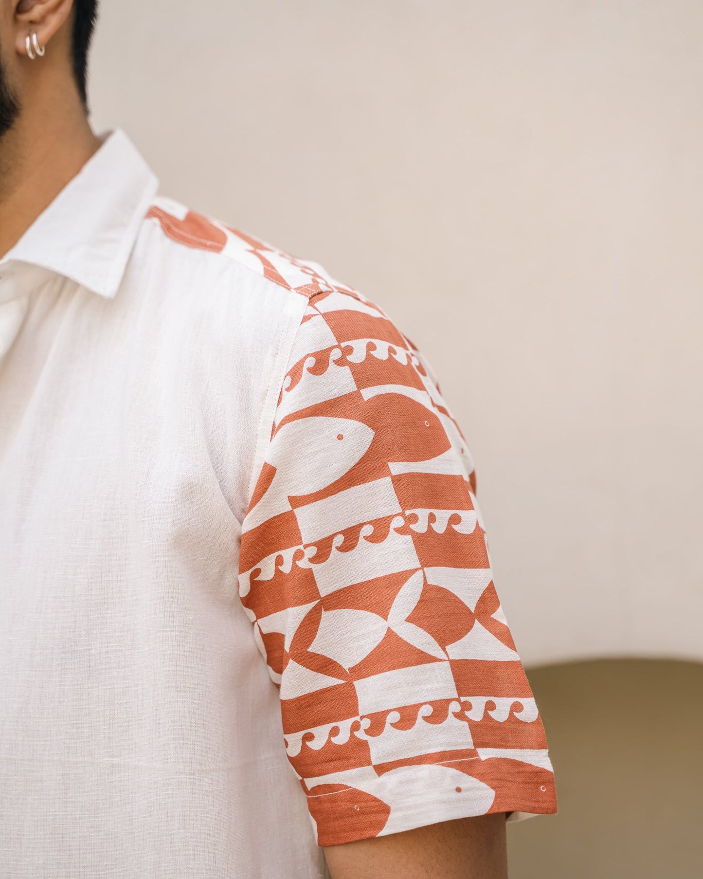Funky Fish Terracotta Linen Shirt