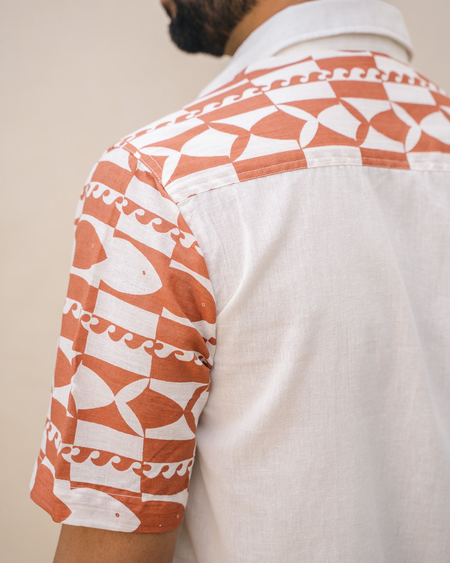 Funky Fish Terracotta Linen Shirt