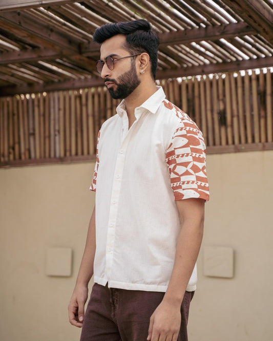 Funky Fish Terracotta Linen Shirt