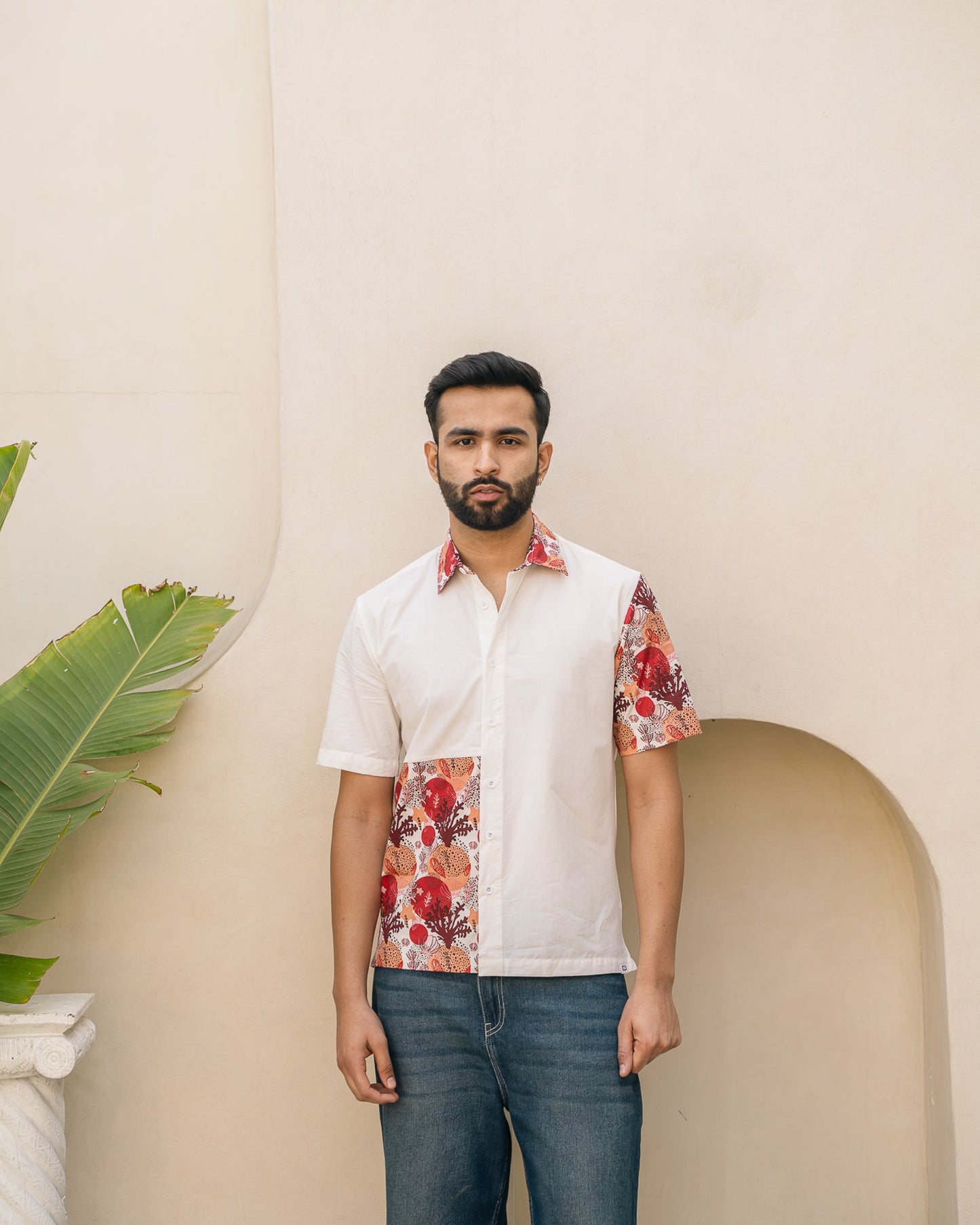 Ocean Life Side Patch Merlot Cotton Shirt