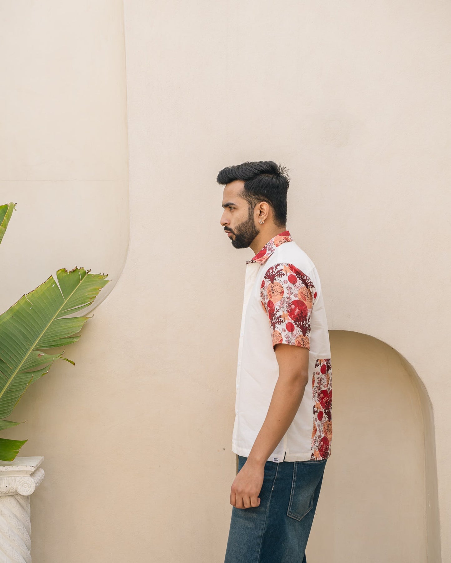 Ocean Life Side Patch Merlot Cotton Shirt
