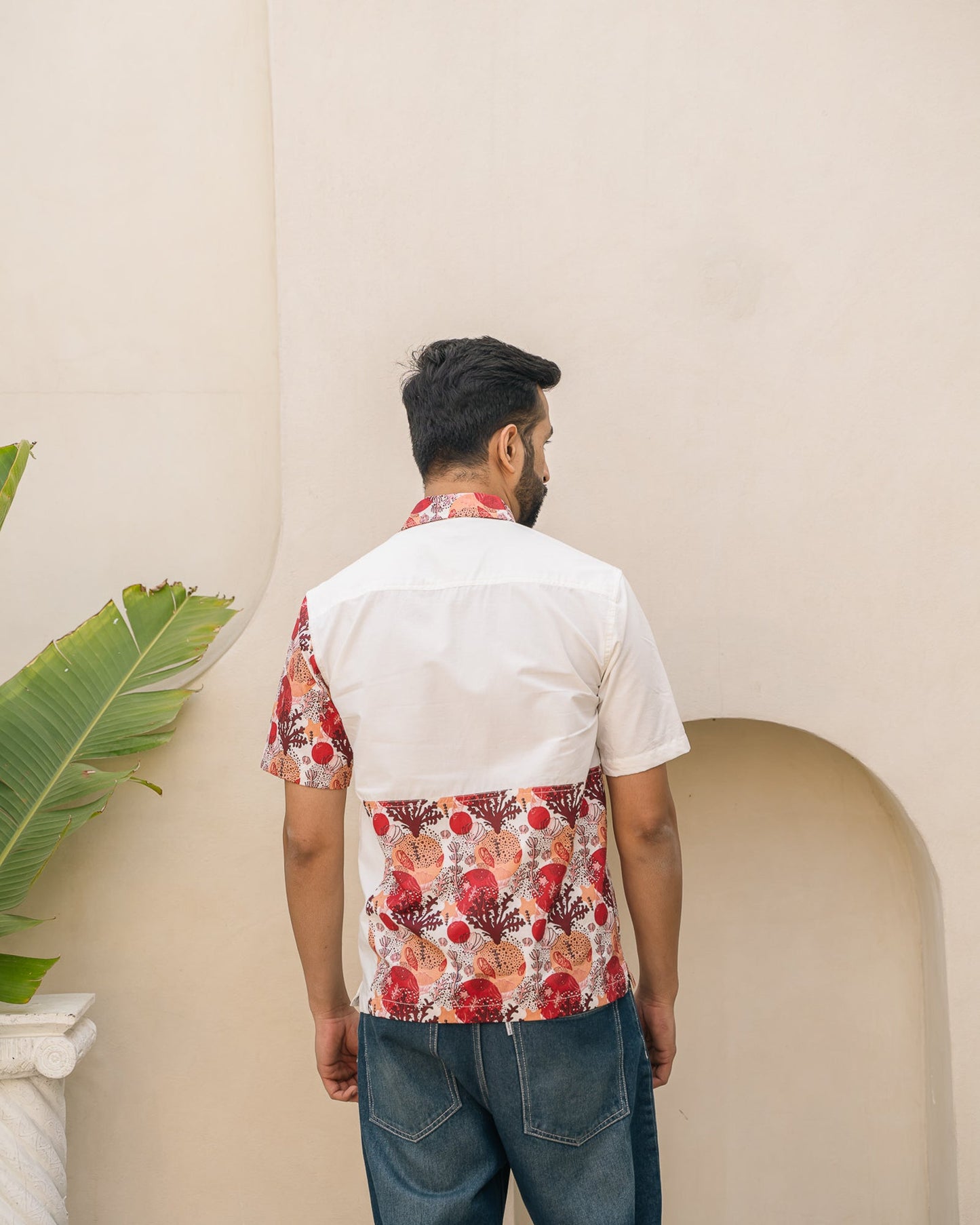Ocean Life Side Patch Merlot Cotton Shirt