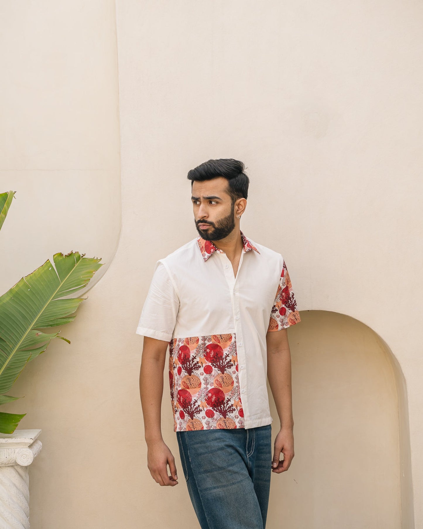 Ocean Life Side Patch Merlot Cotton Shirt